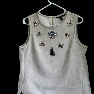 Banana Republic bugs bee dragonfly embellished sleeveless top